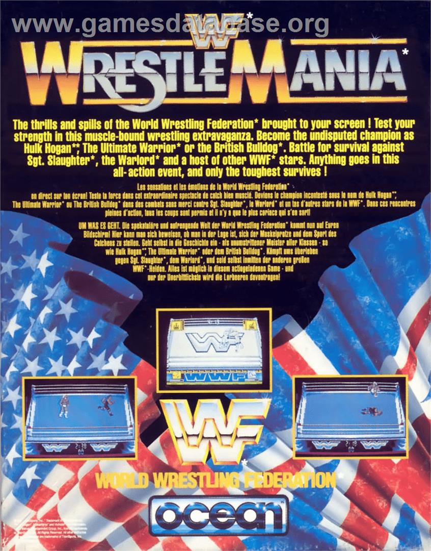 WWF Wrestlemania - Commodore 64 - Artwork - Box Back