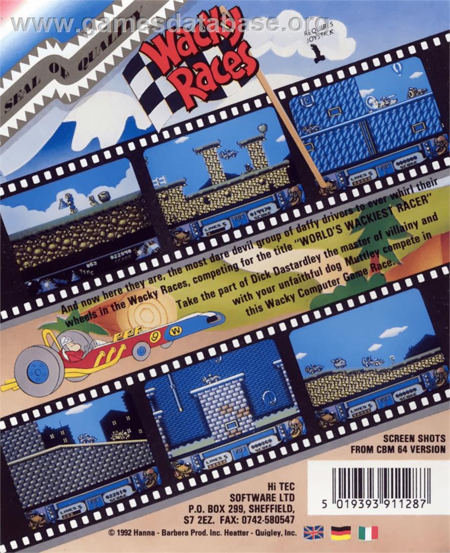 Wacky Races - Commodore 64 - Artwork - Box Back