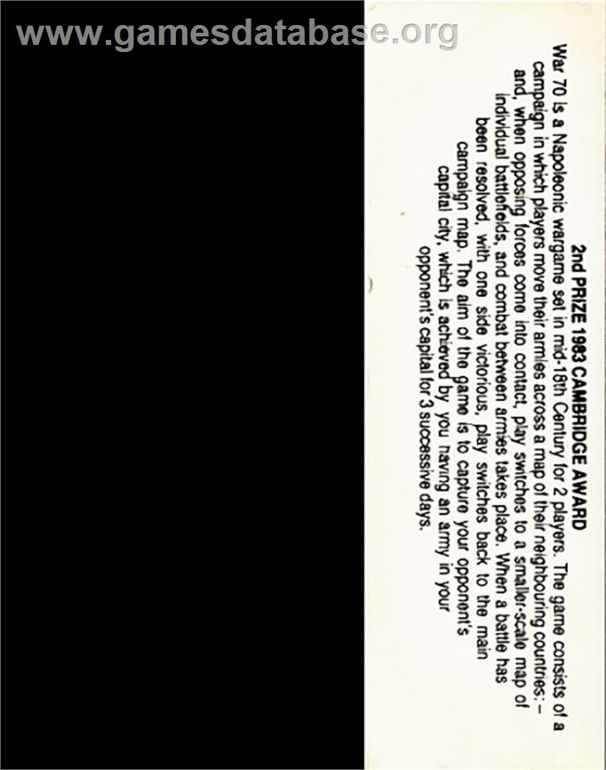 War 70 - Commodore 64 - Artwork - Box Back