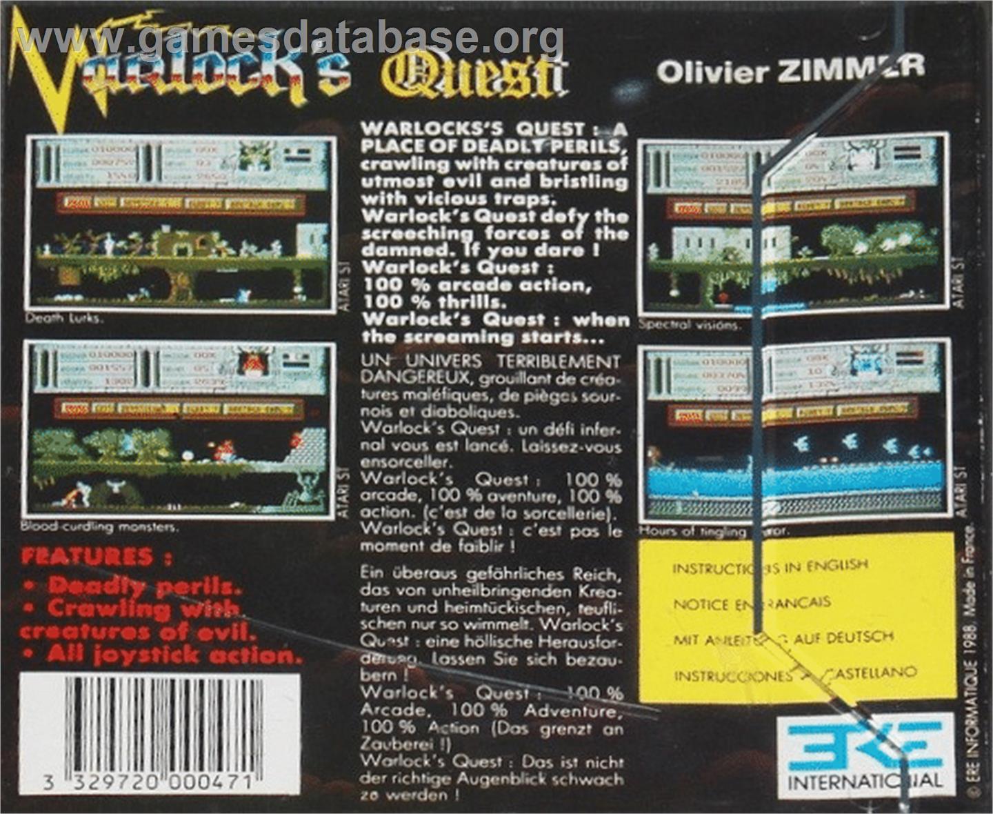 Warlock's Quest - Commodore 64 - Artwork - Box Back