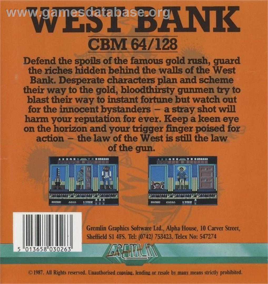 West Bank - Commodore 64 - Artwork - Box Back