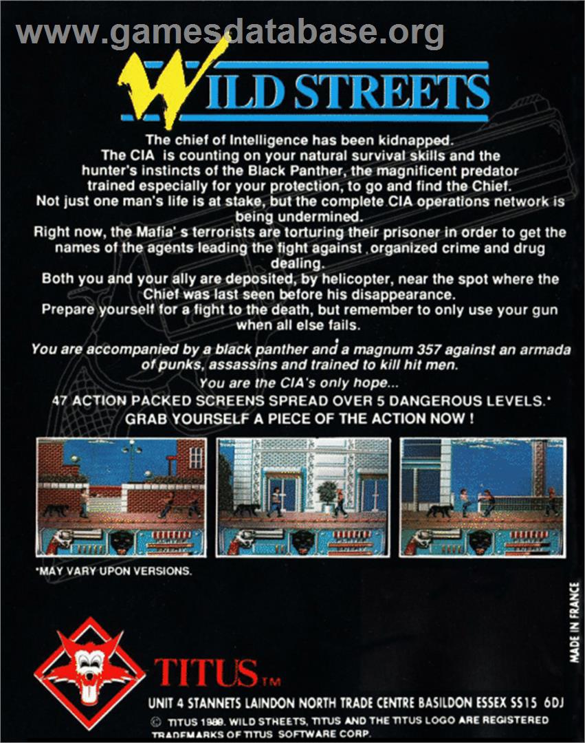 Wild Streets - Commodore 64 - Artwork - Box Back