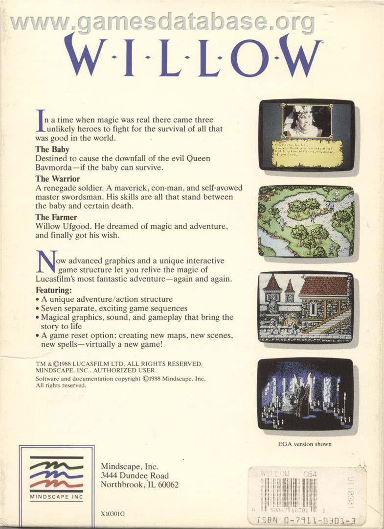 Willow - Commodore 64 - Artwork - Box Back