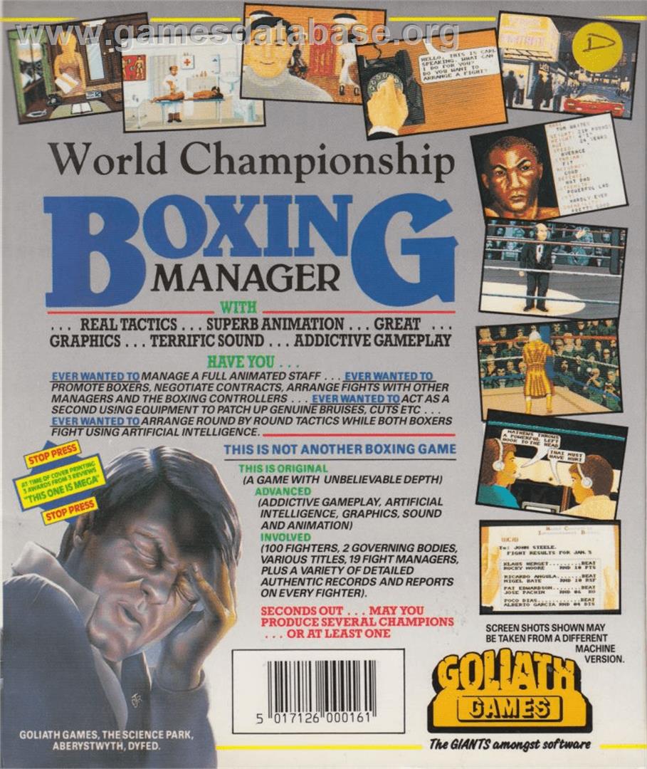 World Championship Boxing Manager - Commodore 64 - Artwork - Box Back