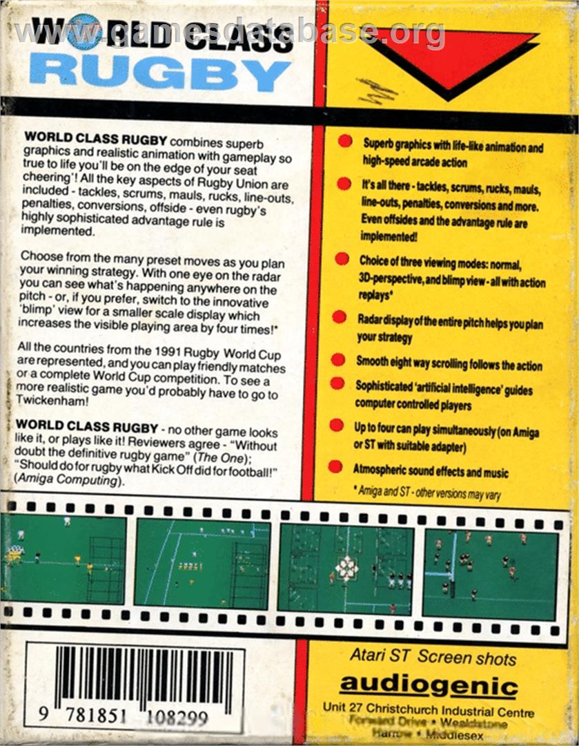 World Class Rugby - Commodore 64 - Artwork - Box Back