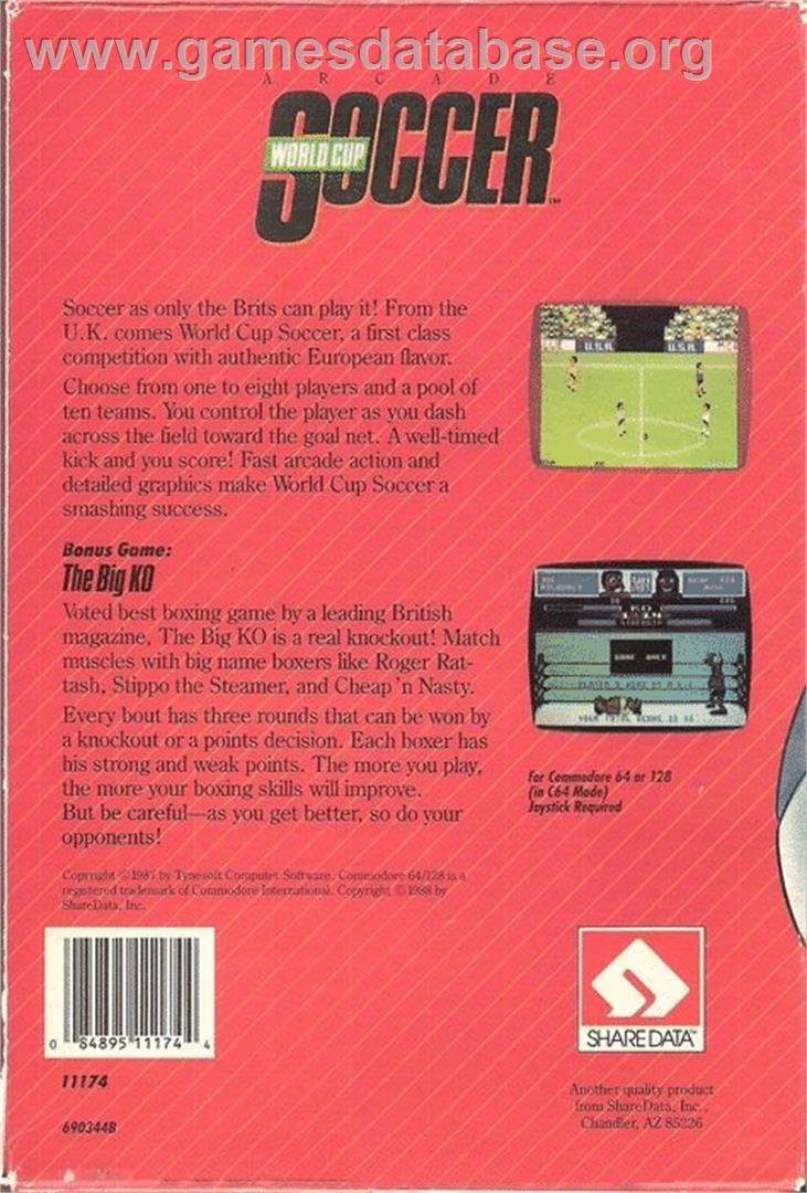 World Cup Soccer (ShareData) - Commodore 64 - Artwork - Box Back