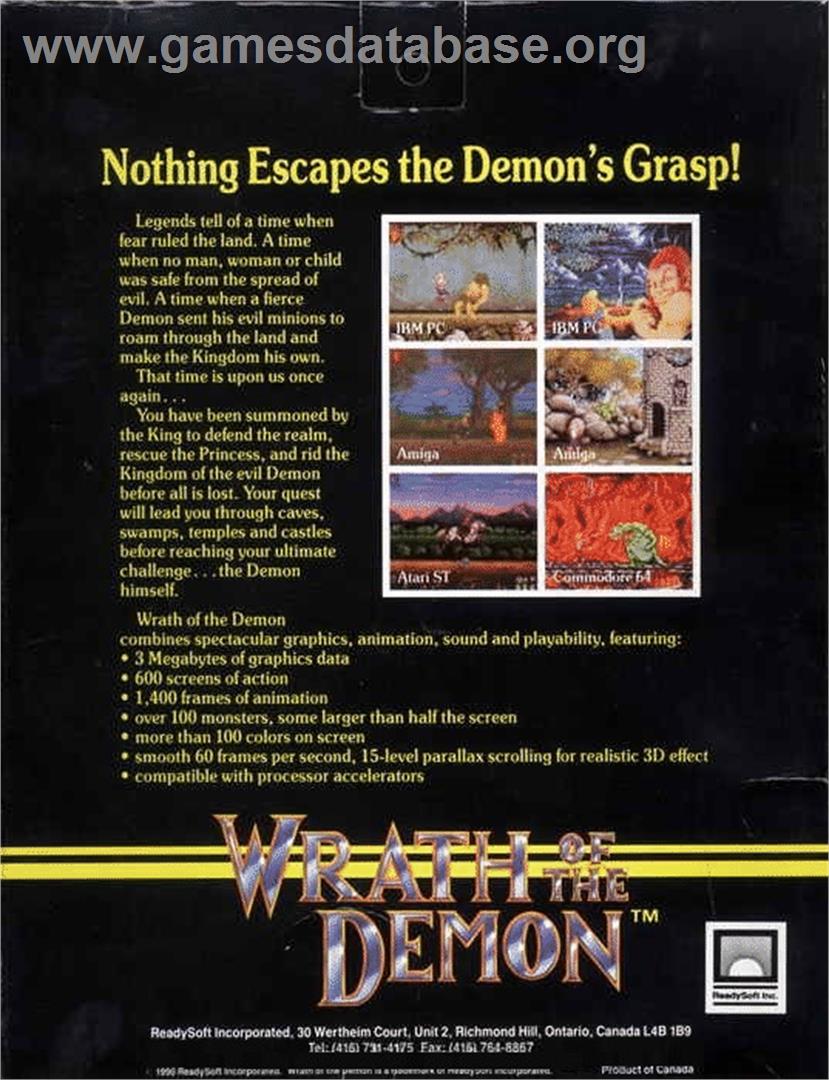 Wrath Of The Demon - Commodore 64 - Artwork - Box Back