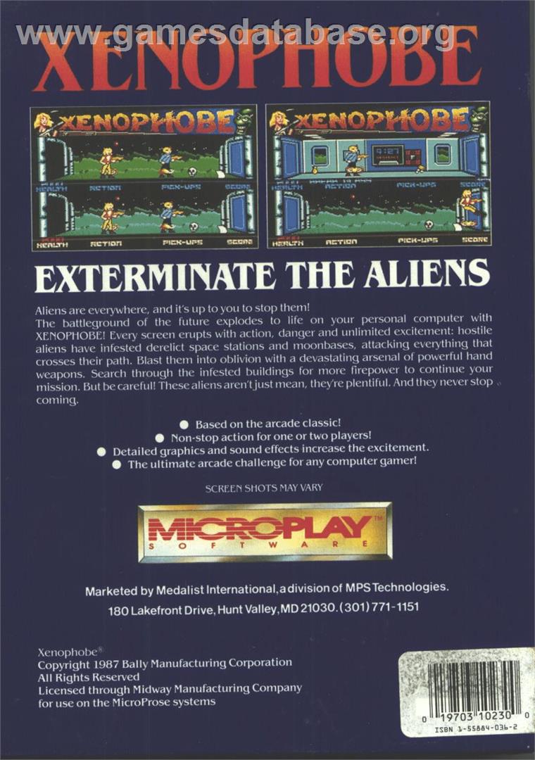 Xenophobe - Commodore 64 - Artwork - Box Back