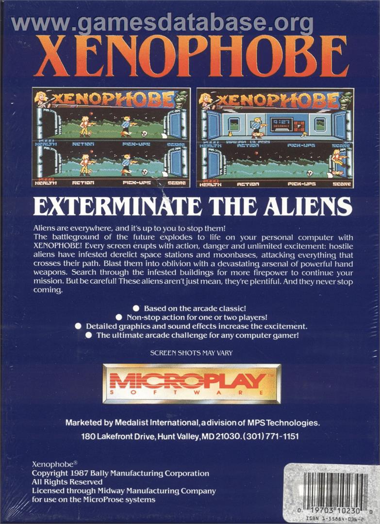 Xenophobe - Commodore 64 - Artwork - Box Back