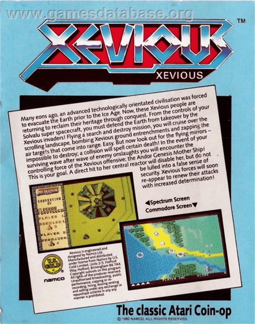 Xevious - Commodore 64 - Artwork - Box Back