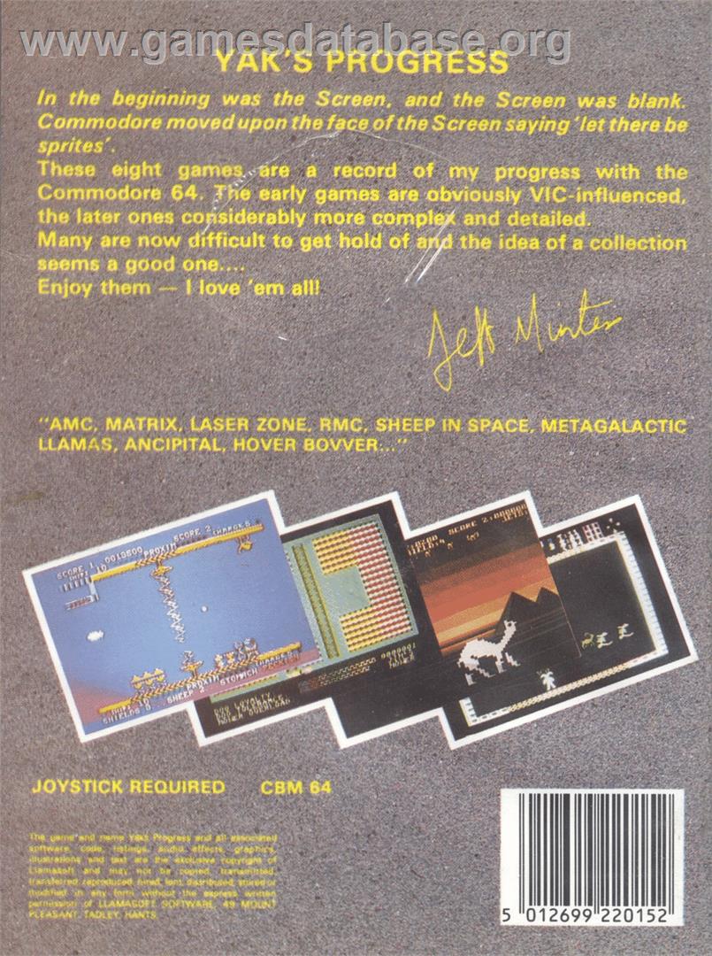 Yak's Progress - Commodore 64 - Artwork - Box Back