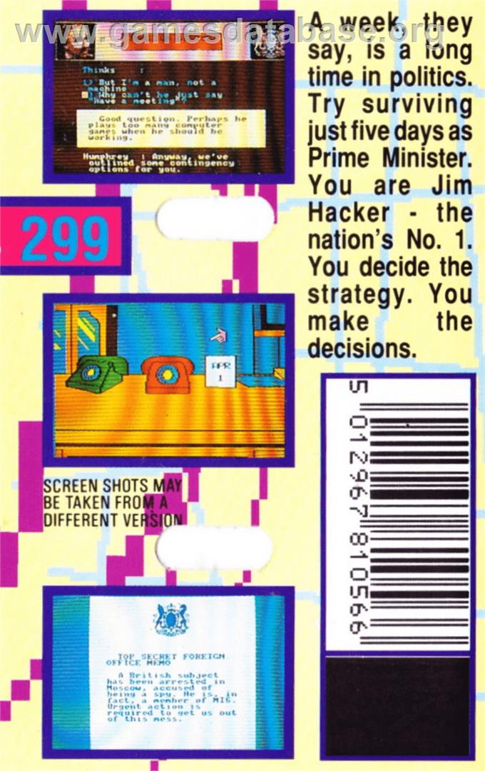 Yes, Prime Minister - Commodore 64 - Artwork - Box Back