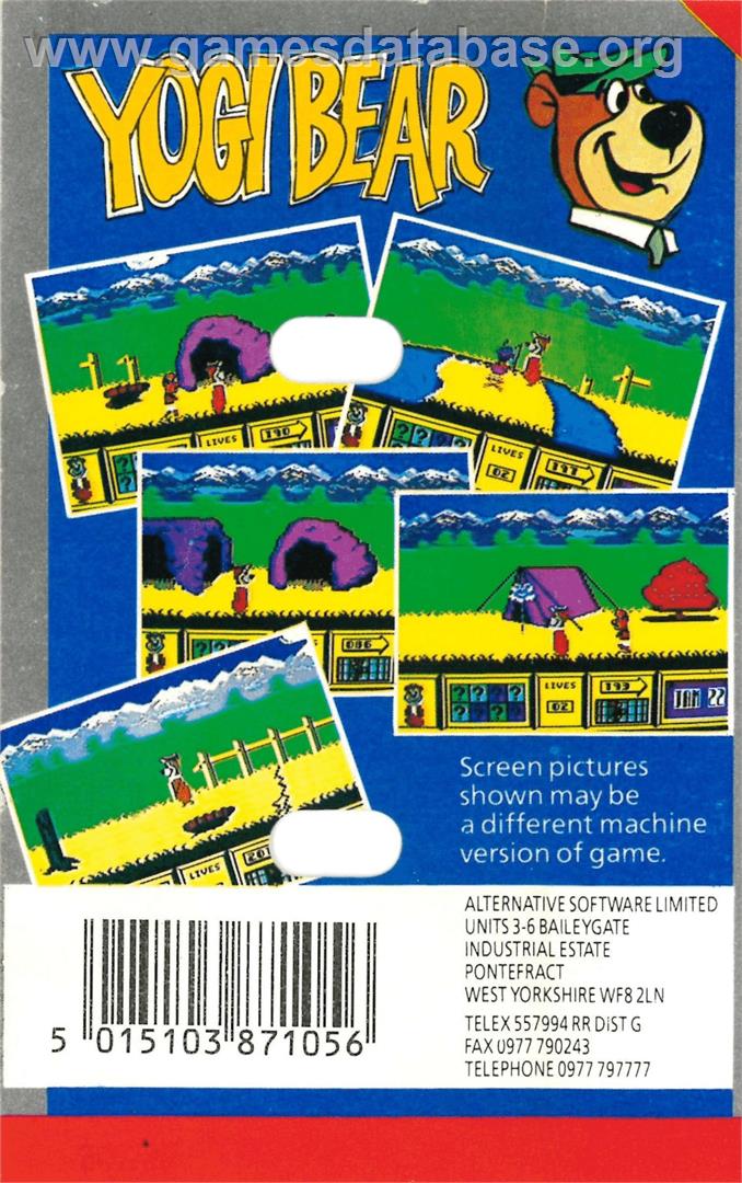 Yogi Bear - Commodore 64 - Artwork - Box Back