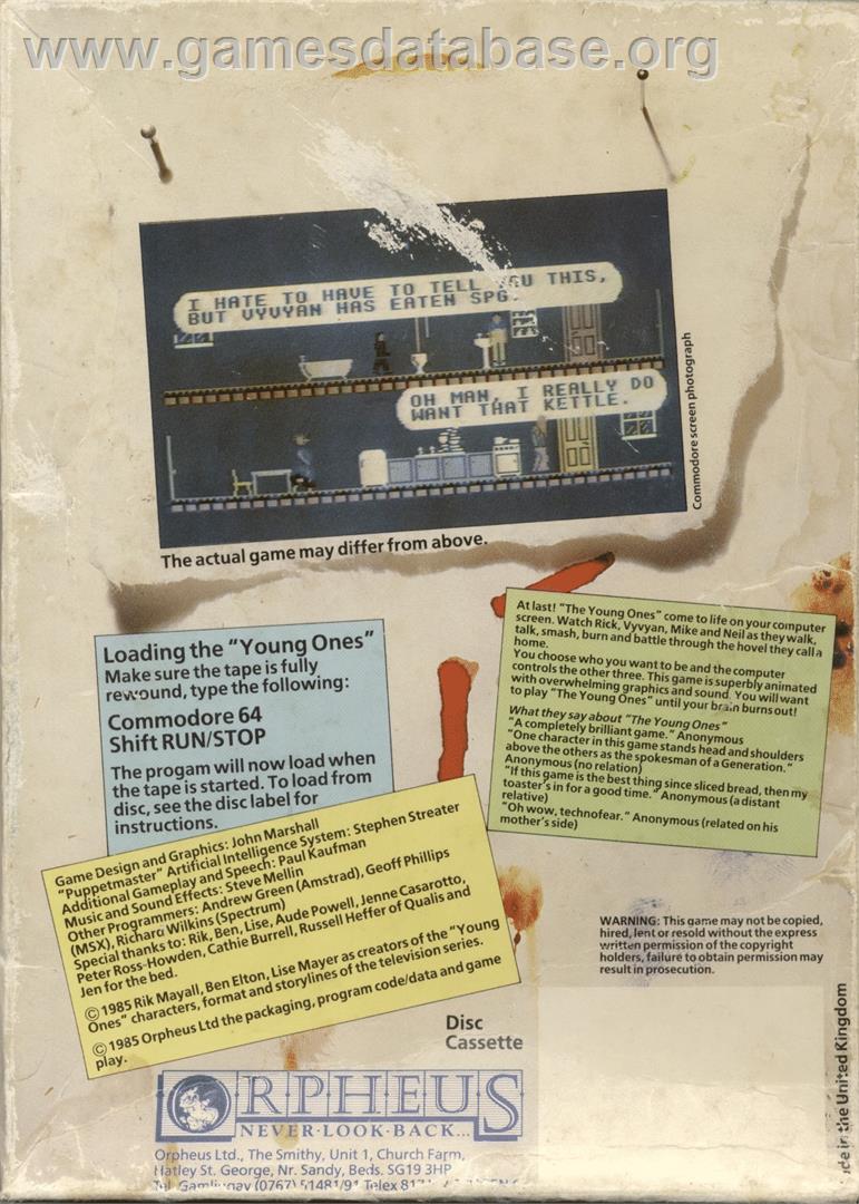 Young Ones, The - Commodore 64 - Artwork - Box Back