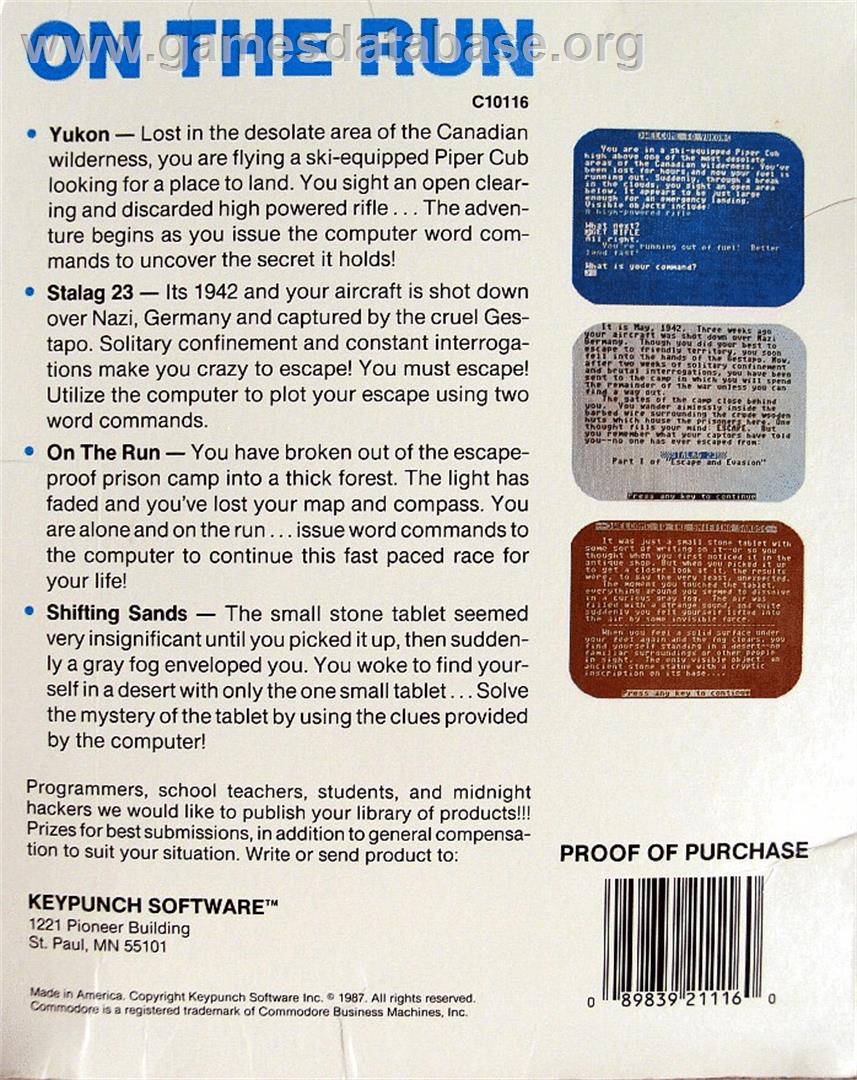 Yukon - Commodore 64 - Artwork - Box Back