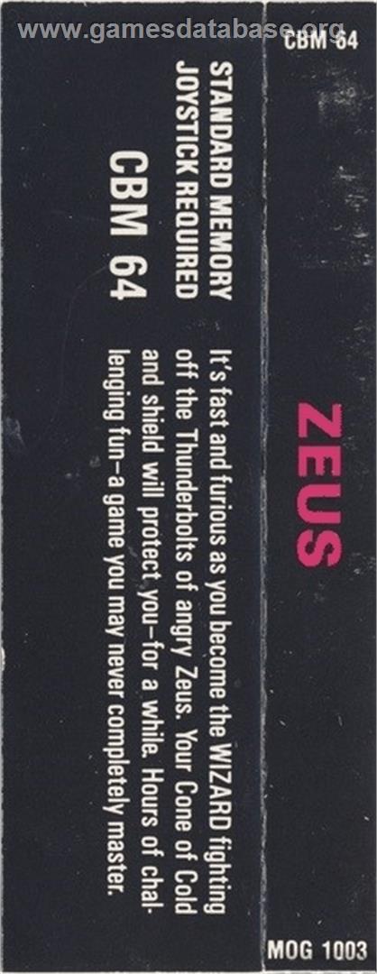 Zeus - Commodore 64 - Artwork - Box Back