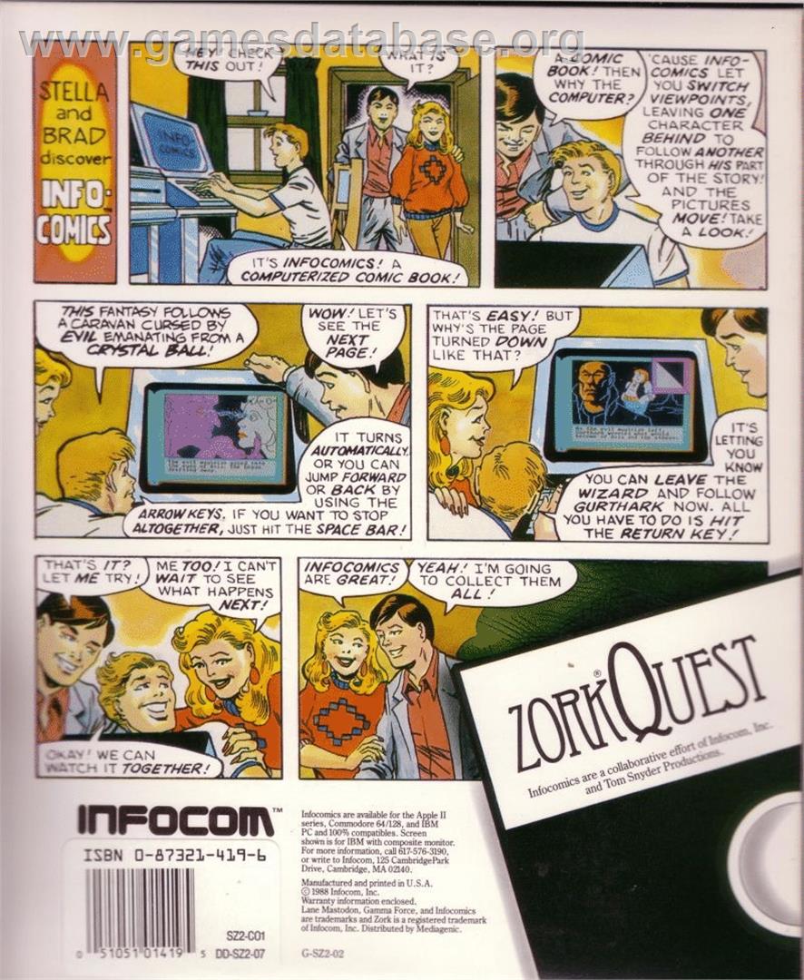 ZorkQuest: The Crystal of Doom - Commodore 64 - Artwork - Box Back