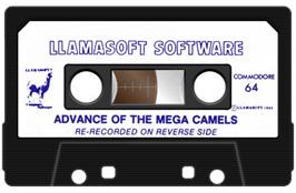 Cartridge artwork for Advance of the Mega Camels on the Commodore 64.