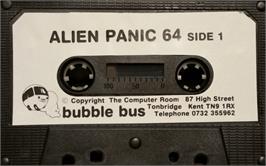 Cartridge artwork for Alien Panic (Keypunch Software) on the Commodore 64.
