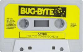 Cartridge artwork for Antics (Bug-Byte) on the Commodore 64.