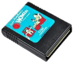 Cartridge artwork for Arnie Armchair's Howzat Cricket Game on the Commodore 64.