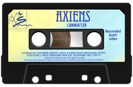 Cartridge artwork for Axiens on the Commodore 64.