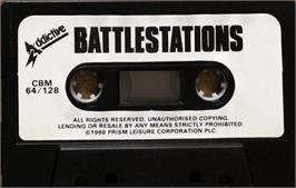 Cartridge artwork for Battle Stations on the Commodore 64.