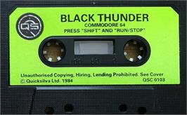 Cartridge artwork for Black Thunder on the Commodore 64.