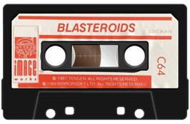 Cartridge artwork for Blasteroids on the Commodore 64.