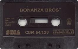 Cartridge artwork for Bonanza Bros. on the Commodore 64.