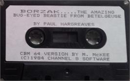 Cartridge artwork for Borzak on the Commodore 64.