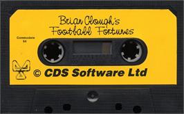 Cartridge artwork for Brian Clough's Football Fortunes on the Commodore 64.