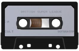 Cartridge artwork for British Super League on the Commodore 64.