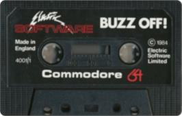Cartridge artwork for Buzz Off! on the Commodore 64.