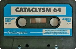Cartridge artwork for Cataclysm on the Commodore 64.