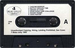Cartridge artwork for Cave Fighter on the Commodore 64.