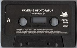 Cartridge artwork for Caverns Of Xydrahpur on the Commodore 64.