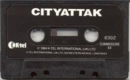 Cartridge artwork for Cityattak! on the Commodore 64.