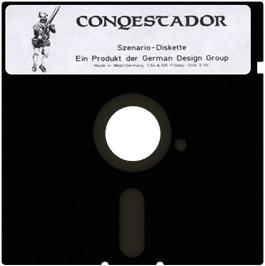Cartridge artwork for Conquestador on the Commodore 64.