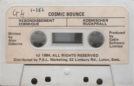 Cartridge artwork for Cosmic Bounce on the Commodore 64.