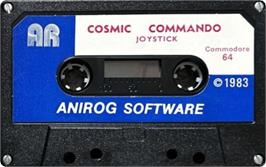 Cartridge artwork for Cosmic Commando on the Commodore 64.