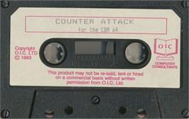 Cartridge artwork for Counter Attack (1984) on the Commodore 64.