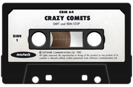 Cartridge artwork for Crazy Comets on the Commodore 64.