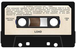 Cartridge artwork for Critical Mass (Jim Tu & Jaggy Tu) on the Commodore 64.