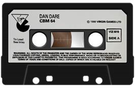 Cartridge artwork for Dan Dare: Pilot of the Future on the Commodore 64.