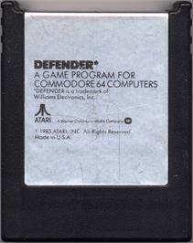 Cartridge artwork for Defender on the Commodore 64.