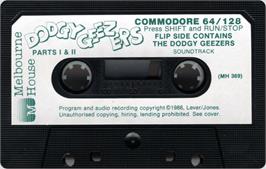 Cartridge artwork for Dodgy Geezers on the Commodore 64.