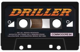 Cartridge artwork for Driller on the Commodore 64.