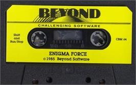 Cartridge artwork for Enigma Force on the Commodore 64.