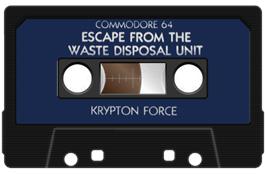 Cartridge artwork for Escape From The Waste Disposal Unit on the Commodore 64.
